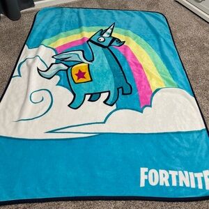 Fortnite Blue Unicorn Throw Blanket